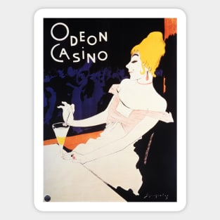 Woman Cocktail in ODEON CASINO Paris Vintage Art Nouveau French Sticker